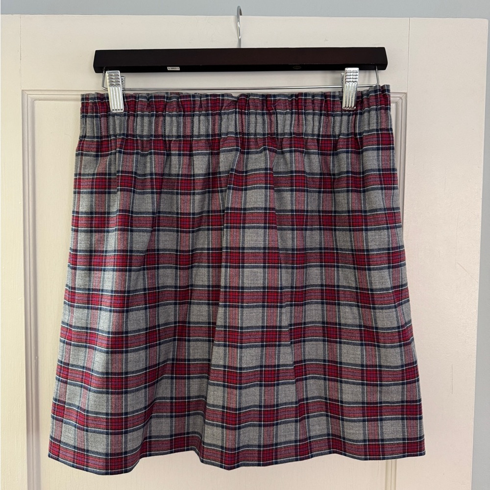 J. Crew Red and Blue A-line Pleated Knee-length Skirt